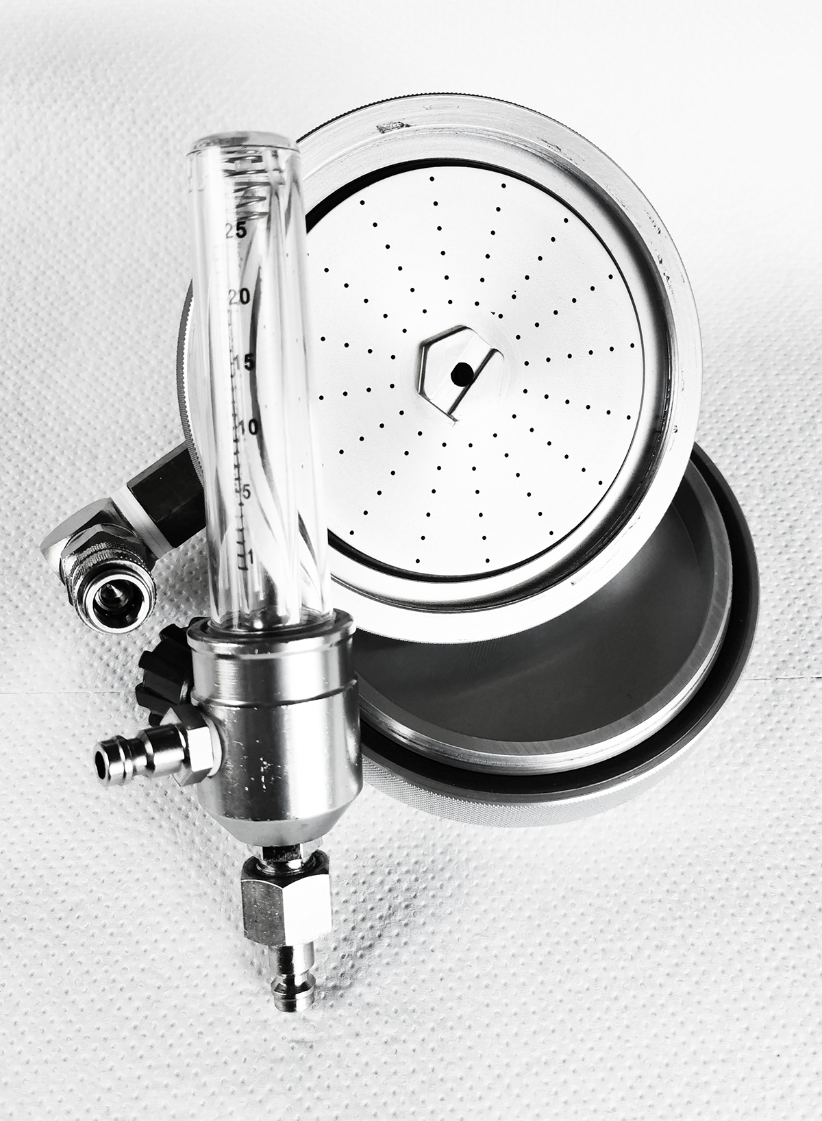 Luftkeimsammler LS-V ohne Vakuumpumpe mit Flowmeter, Labels und Parafilm